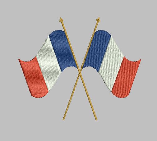 2 drapeaux français croisés